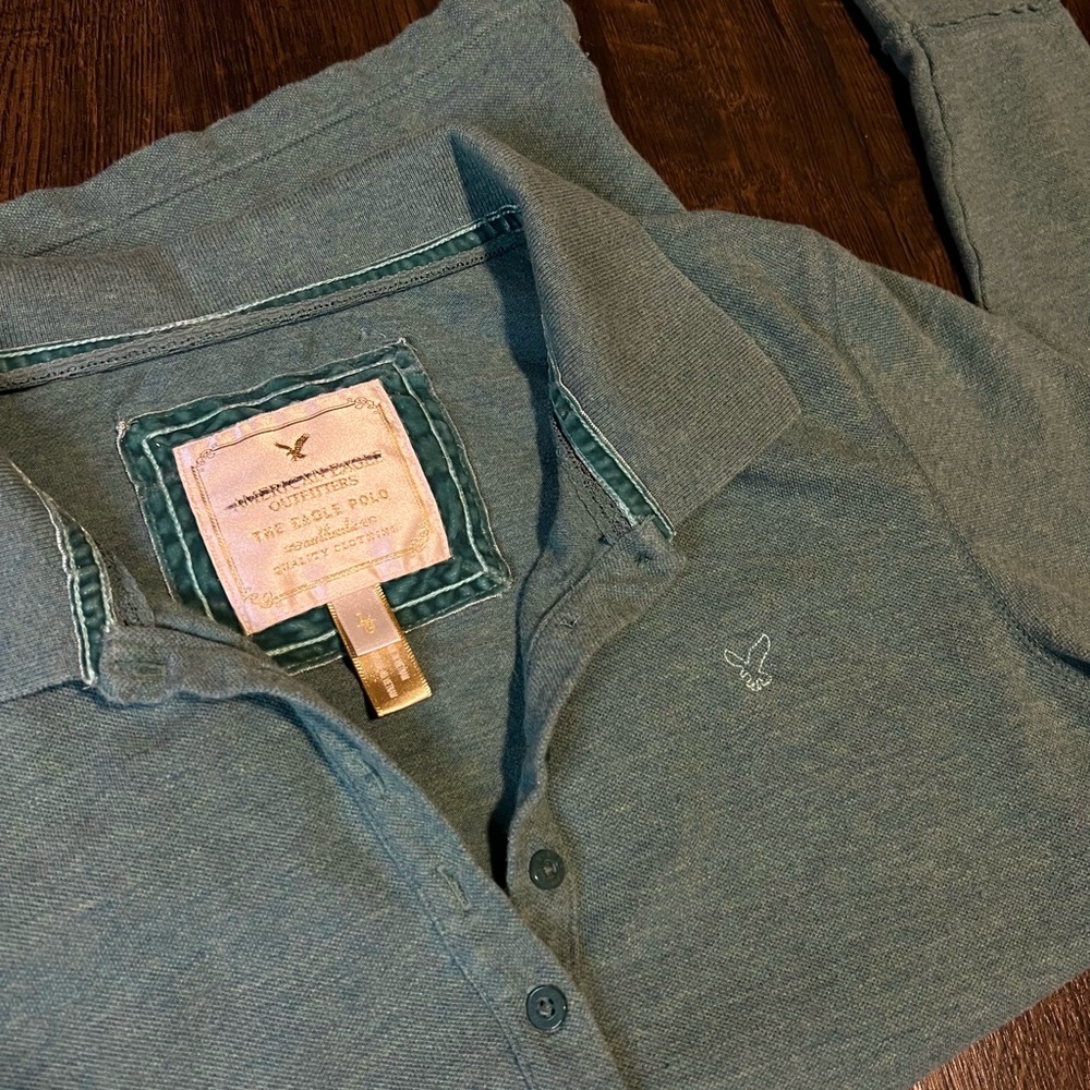 Y2K 2000s Vintage American Eagle Outfitters Long Sleeve Henley/Polo - Picture 4 of 7